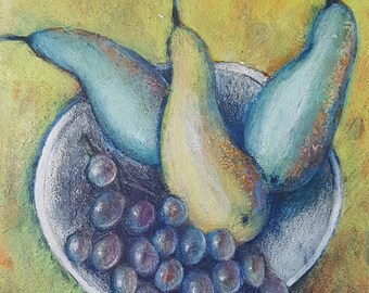 Original painting/ fruits/ acrylic/paper/ contemporary wall art/kitchen decor/ unique art/ present for her/ FREE delivery