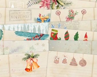 Wonderful Lined Christmas Winter Journal Pages Junk Journal Scrapbook Digital Paper Crafting Instant Download