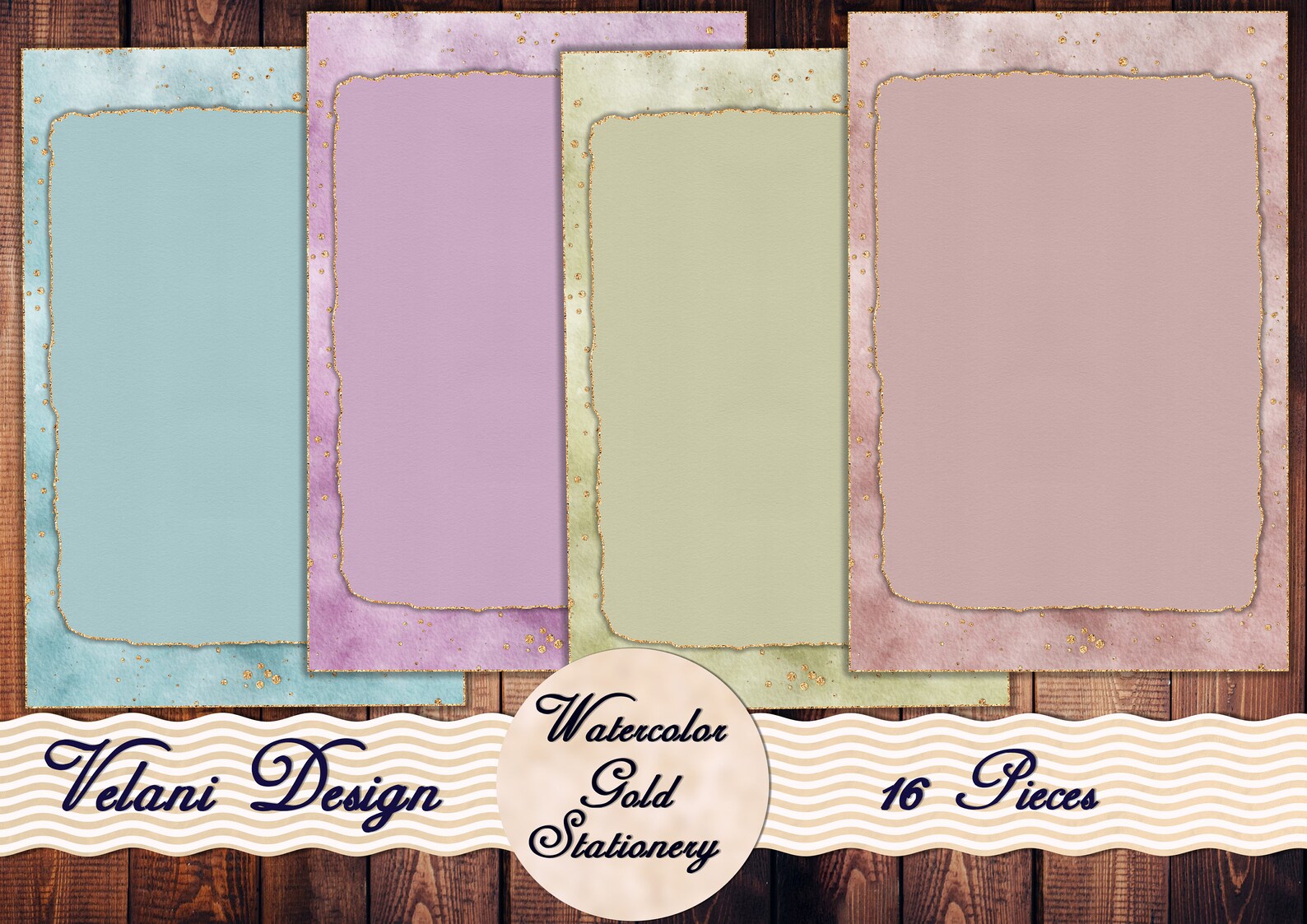 Aquarell Briefpapier Karten Umschläge mit Goldglitter | Etsy