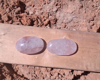 Palm Stones Set of 2, Polished Rose Quartz friendship Stones, Pink Crystal Pocket Stones, Crystal Gift, relationship gift Inventory#2RQPS