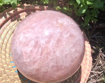 Giant Rose Quartz Sphere 28 lb 7 oz | Large Natural Crystal Ball | Polished Rose Quartz Display