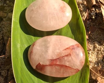 Palm Stones Set of 2, Polished Rose Quartz friendship Stones, Pink Crystal Pocket Stones, Crystal Gift, relationship gift Inventory#2PSRQ