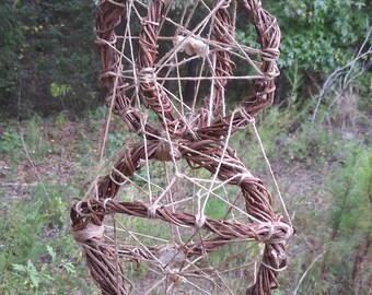 Handmade hanging decor with crystals.  Quartz Crystal Decor, Boho Nature Art, Rustic Home Decor i#HDDC1