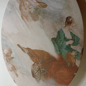 Toilet Seat lid Covers: For elongated toilet. Angels and cherubs. fun bathroom remodeling and decorating ideas. Recycled fabric. Loo art