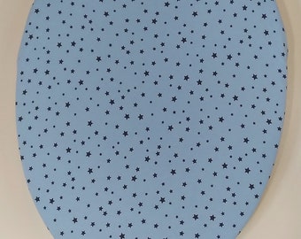 Sky blue with black stars cloth Toilet Seat lid Covers : Fun bathroom remodeling and decorating ideas Bathroom decor. elongated toilet seat
