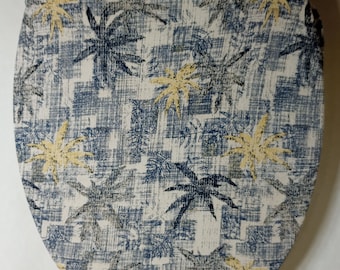 Fundas para tapas de asientos de inodoro. Para inodoro alargado. Ideas de baño. Decoración del hogar. Diseño único de palmera. Decoración de baño sencilla. Material reutilizado