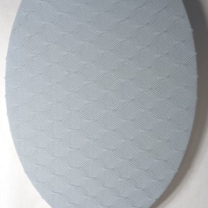 Cloth Toilet Seat Lid Cover for Elongated toilet. Small bathroom ideas and designer home decor. 3d textured fabric. Light grey