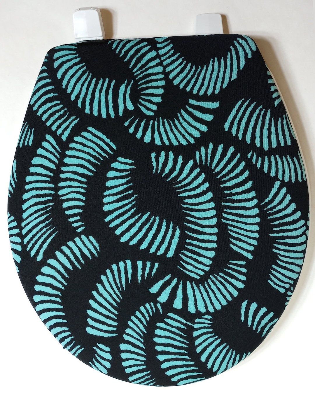 Cloth Toilet Seat Lid Cover. Standard Size. Blue Bathroom Decorating