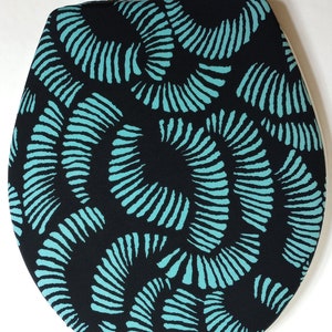 Cloth Toilet Seat Lid Cover. Standard size. Blue Bathroom Decorating ideas, Ideas for small bathrooms, aqua blue turquoise bathroom remodel