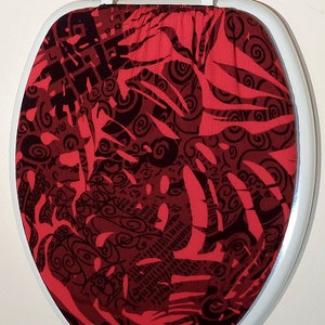 Unique Toilet Seat lid Covers. Red bathroom. Tropical bathroom, loo decor ideas, Designer bathroom small bathroom idea Spandex lid cover