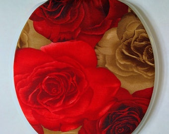 Floral cloth Toilet Seat Lid Cover : Bathroom ideas for small bathrooms or designer homes. Easy fancy home decorating. Red toilet lid cover