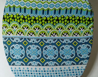 Toilet Seat Lid Cover. 4 Elongated toilet seat. Aqua Blue ECO friendly repurposed material. Loo decor. Easy Home remodel and decorate idea
