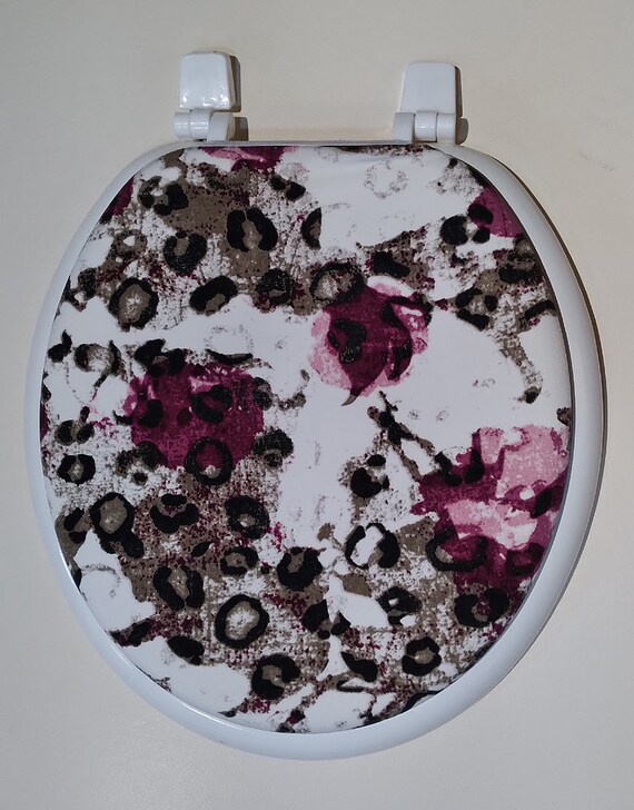 Toilet Seat lid Cover Bathroom decor. Stretchy fabric. ECO friendly designer fabric burgundy bathroom