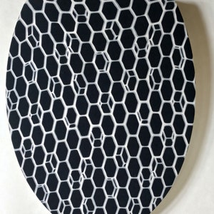 Toilet Seat Covers: Art deco toilet lid cover. Designer Bathroom decorating ideas. Toilet seat cover Black and white design. Loo seat