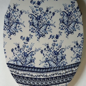Blue Bathroom idea. Cloth Toilet Seat Cover for elongated Toilet. lid cover. toilet seat lid cover. toilettendeckel. Loo Toilet cover
