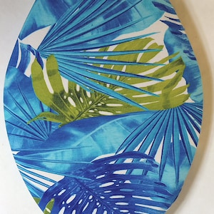 Toilet seat lid Covers:  Easy bathroom remodel Decorating idea. cloth Toilet cover for elongated toilet. Tropical Aqua blue bathroom