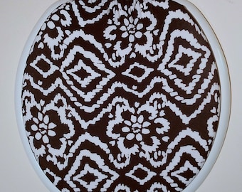 Tapa decorativa para asiento de inodoro de tamaño estándar: decoración de baño. Tapa de asiento de inodoro de licra. Idea para el baño. Arte para el baño. Remodelación fácil