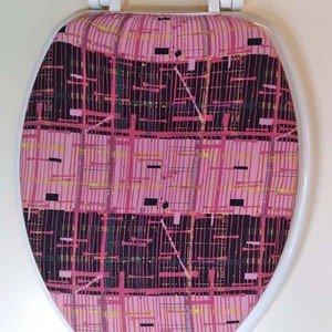 fabric Toilet Seat Cover: Bathroom art decor. Idea for bathroom decoration bathroom renovate. Stretchy fabric. standard toilet seat idea wc