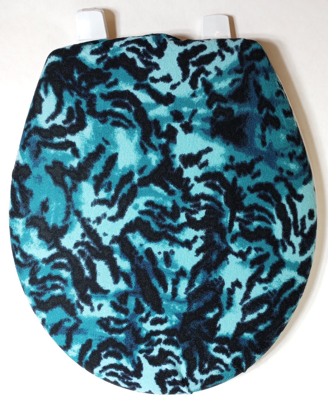 Cloth Toilet Seat Lid Cover. Standard Size. Aqua Turquoise Bathroom