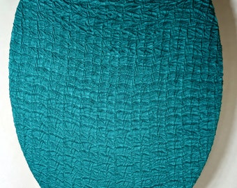 Toilet Seat Lid Covers For Elongated toilet. Turquoise green 3d fabric. Home decor.   Easy fancy decorating remodeling. Repurposed material