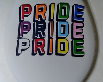Pride Toilet Seat lid Covers:  Standard size toilet seat. Small bathroom idea. Decorating ideas. cloth toilet seat covers rainbow Gay pride