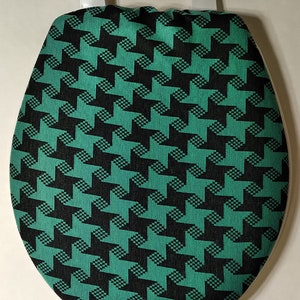 Toilet Seat Lid Cover. Standard size. Turquoise. Handmade gift for yourself. Bathroom decor ideas Home decor. Eco friendly repurposed fabric