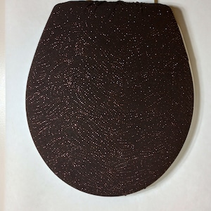 Copper sparkle on brown. Cloth Toilet Seat lid Cover: Standard size. bathroom decor, Holiday decor. Bling! Party or home decorating. Glitz.
