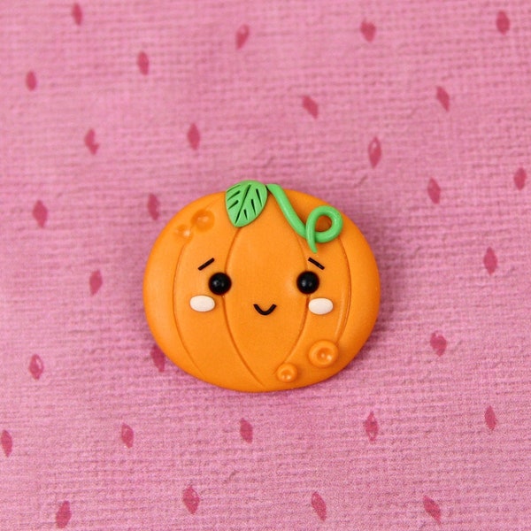 Kawaii Pumpkin Brooch, Gift For Farmer, Jack o Lantern Pin, Autumn Badge, Gift For Kids, Funny Halloween Pumpkin, Kawaii Stocking Stuffers