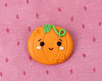 Kawaii Pumpkin Brooch, Gift For Farmer, Jack o Lantern Pin, Autumn Badge, Gift For Kids, Funny Halloween Pumpkin, Kawaii Stocking Stuffers
