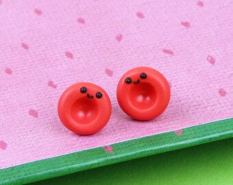 Pendientes de botón con forma de glóbulos rojos diminutos, regalo para estudiantes de biología y microbiología, joyería para profesores de ciencias