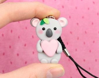 Cute Koala Keychain, Wildlife Animal Necklace, Zoo Lover Gift, Koala Bear Charm, Australian Animals Charm