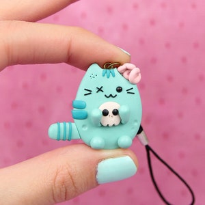 Zombie Pusheen Keychain Creepy Cat Necklace Halloween Kitty | Etsy