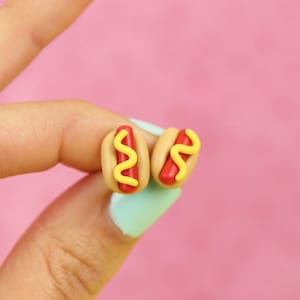 Hot Dog Stud Earrings, Fast Food Lover Gift, Funny Food Earrings, Gifts for Kids, Miniature Food Studs, Gift For Friends, Stocking Stuffers