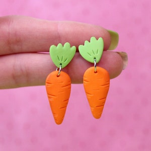 Cute Carrot Earrings, Farmer Earrings, Vegetable Earrings, Gift For Chef, Easter Studs, Miniature Food Jewelry, Cottagecore Earrings