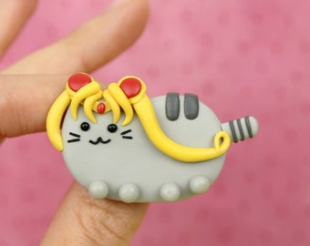 Broche de Sailor Moon, regalo para amantes del anime, insignia de Pusheen, insignia de gato adorable, regalo para niños, insignia de soldado bonito, rellenos de calcetines kawaii