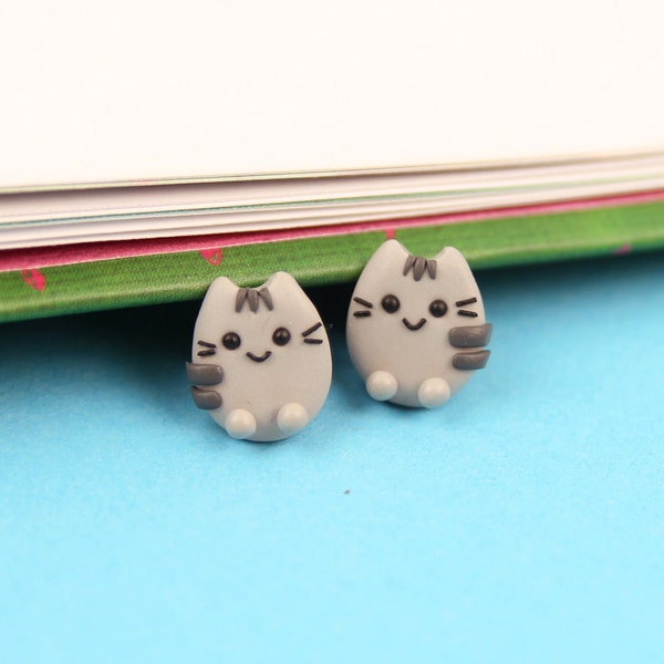 Pusheen Stud Earrings, Pets Lover Gift, Funny Cats Jewelry, Gifts for Kids, Stocking Stuffers, Pusheen Jewelry, Cute Animal Earrings