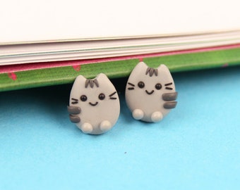 Pusheen Stud Earrings, Pets Lover Gift, Funny Cats Jewelry, Gifts for Kids, Stocking Stuffers, Pusheen Jewelry, Cute Animal Earrings