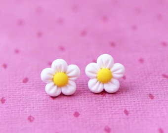 Handmade Tiny Daisy Stud Earrings: Cottagecore Flower Jewelry