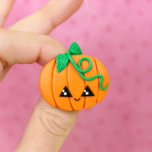 Halloween Gift, Pumpkin Pin, Jack o Lantern Brooch, Gift for Kids, Halloween Jewelry, Happy Pumpkin Jewelry, Stocking Stuffers image 1