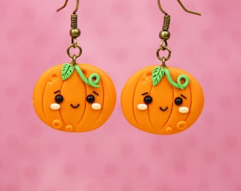 Kawaii Pumpkin Earrings, Thanksgiving Gift, Autumn Earrings, Vegetables Jewelry, Halloween Pumpkin Jewelry, Fall Earrings, Stocking Stuffers