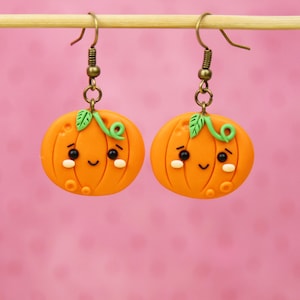 Kawaii Pumpkin Earrings, Thanksgiving Gift, Autumn Earrings, Vegetables Jewelry, Halloween Pumpkin Jewelry, Fall Earrings, Stocking Stuffers