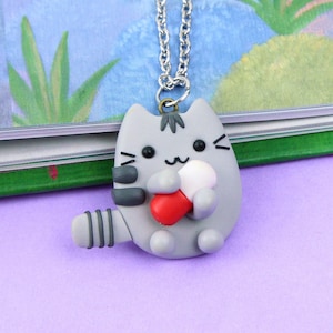 Pusheen With Capsule Necklace, Pharmacist Gift, Funny Cat Keychain