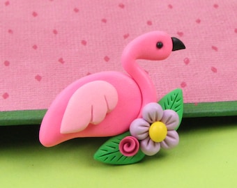 Pink Flamingo Pin, Birthday Gift, Tropical Bird Brooch, Colorful Animals Badge, Hot Pink Summer Jewelry, Paradise Bird, Stocking Stuffers