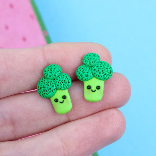 Broccoli Stud Earrings, Kawaii Vegan Vegetarian Gift Idea, Vegetable Studs