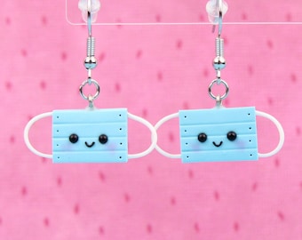 Funny Face Mask Earrings, Medical Worker Gift, Quarantine Life Jewelry