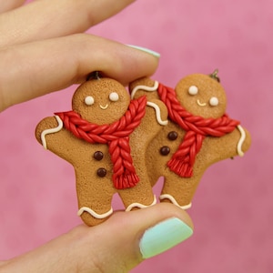 Gingerbread Man Earrings, Funny Christmas Gift, Miniature Food Jewelry, Gift For Baker, Xmas Earrings, Biscuit Jewelry, Stocking Stuffers
