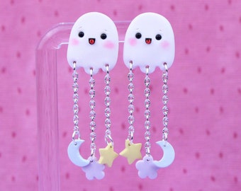 Orecchini Di Halloween A Forma Di Fantasma, Gatto E Zucca, In Acrilico, 6,4 Cm, Per Donne E Ragazze