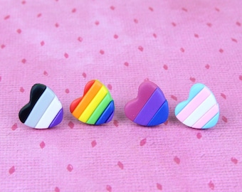LGBTQ+ Stud Earrings, Gay Pride Jewelry, Lesbian Bisexual Transgender Asexual Non Binary Earrings