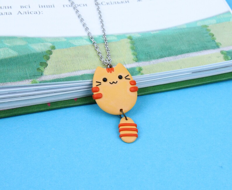 Ginger Cat Necklace Kitten Lover Gift Funny Pet Keychain Etsy