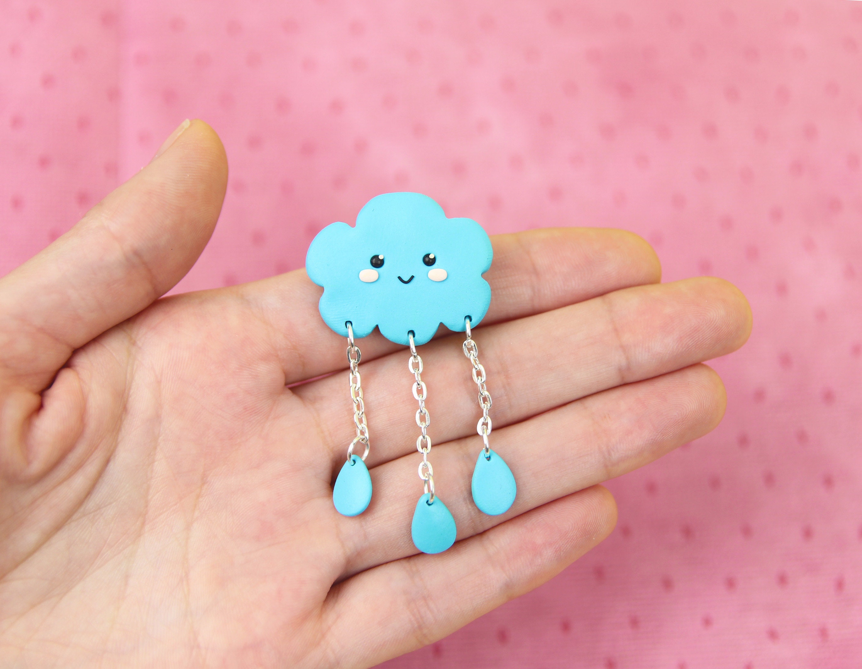 Rainy Cloud Brooch Good Weather Jewelry Raindrop Badge Rain Etsy